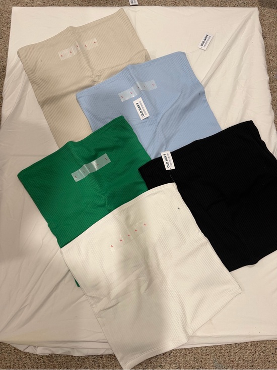 Old Navy Tops - Old Navy Ribbed Strapless Tube Top Set in Green, Light Blue, Black, Cream